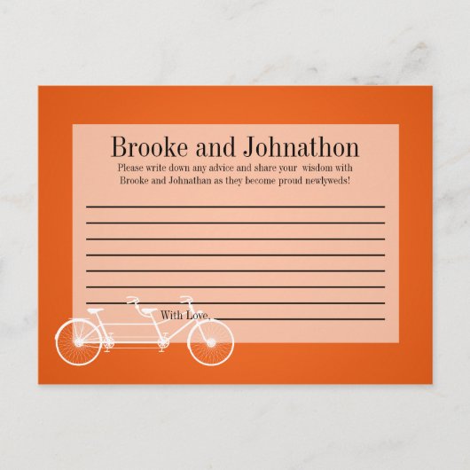 Schriftliche Ratenkarte Whimsical Orange Double Bi Hinweiskarte (Vorderseite)