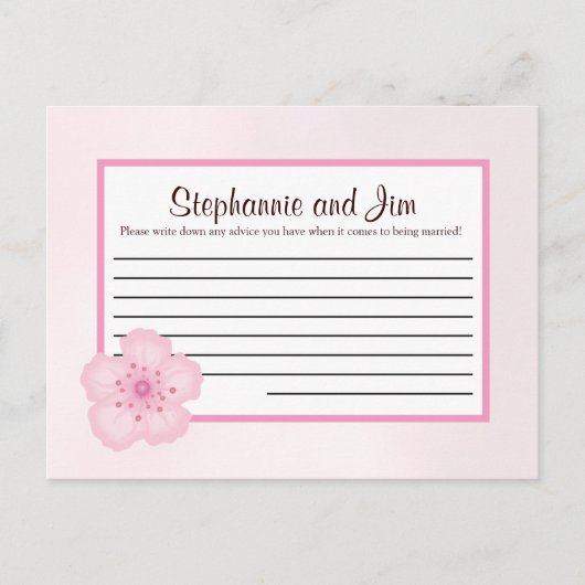 Schriftliche Ratschläge Karte Rosa Kirschblütenblü (Vorderseite)