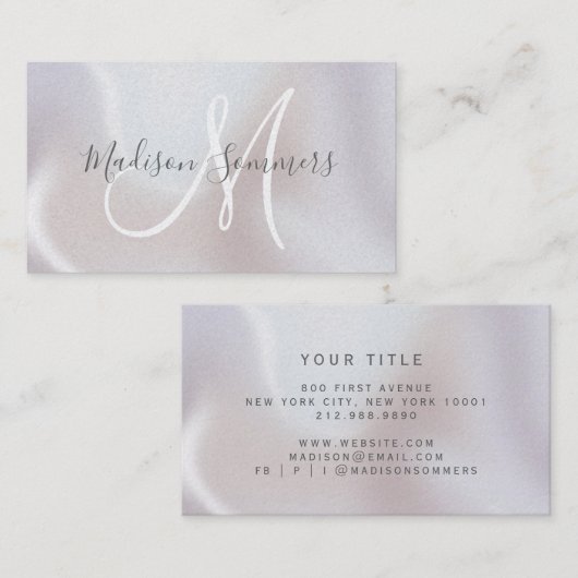 Schriftmonogramm Irisierende Perle  Visitenkarte (Vorne/Hinten)