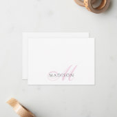 Schriftmonogramm Rosa Mitteilungskarte (Vorderseite/Rückseite Beispiel)