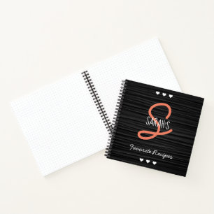 Schriftmonogramm Schwarze Textur Lieblingsrezepte Notizblock