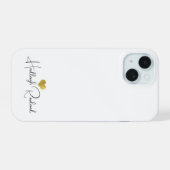 Schriftname Goldherz-Monogramm iPhone 15 Hülle (Rückseite (Horizontal))