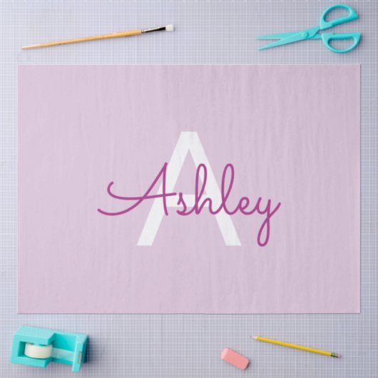 Schriftname & Monogramm | Magenta & Helllila Seidenpapier (Basteln)