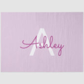 Schriftname & Monogramm | Magenta & Helllila Seidenpapier (Vorderseite)