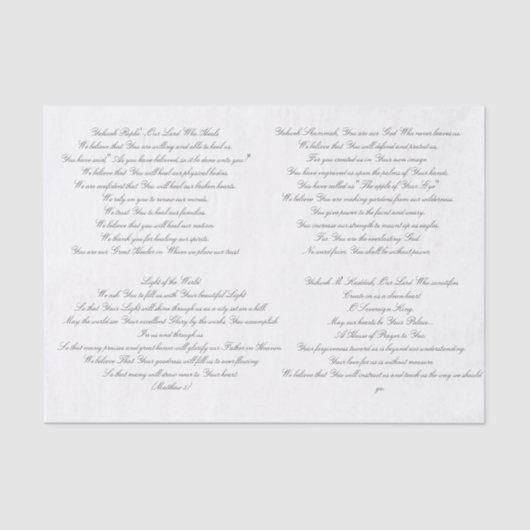 Schrifts-Gebet Decoupage Seidenpapier (Vorderseite)