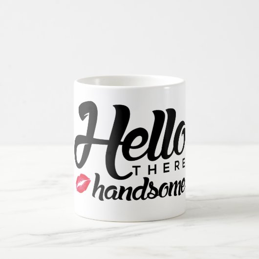 Schrifts-hallo dort hübsches rotes Lippengetränk Kaffeetasse (Mittel)