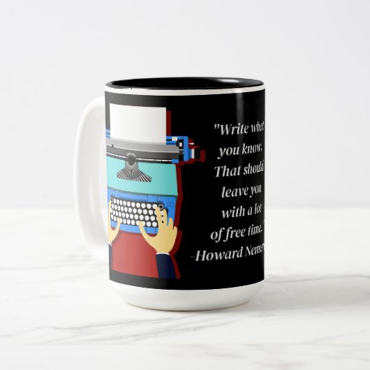 Schriftsteller-Angebot Retro Schreibmaschine Zweifarbige Tasse (Vorderseite Links)