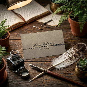 Schriftsteller Autoren Redakteur Tintenfeder Braun Visitenkarte