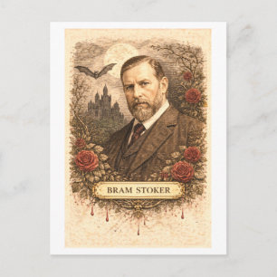 Schriftsteller Bram Stoker im Vintage-Stil Postkarte