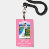 Schriftsteller Buchabdeckung - Farbe Rosa oder Pic Ausweis (Vorderseite mit Lanyard)