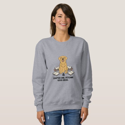 Schriftsteller Companion Golden Retriever Art Desi Sweatshirt (Vorne ganz)