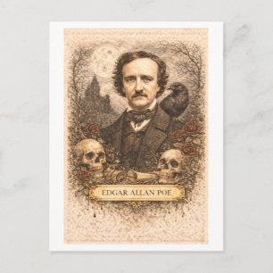 Schriftsteller Edgar Allan Poe im Vintage-Stil Postkarte
