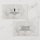 Schriftsteller-elegantes weißes Blumen Visitenkarte (Vorne/Hinten)