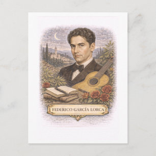 Schriftsteller im Vintage-Stil Federico Garcia Lor Postkarte
