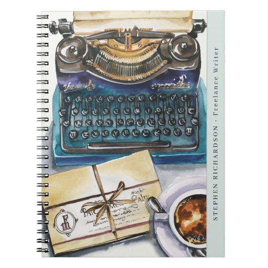 Schriftsteller Journalist Watercolor Monogram Notizblock (Vorderseite)