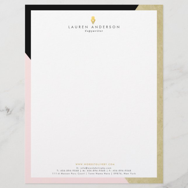 Schriftsteller Letterhead Elegant Moderne Stationä Briefbogen (Vorderseite)