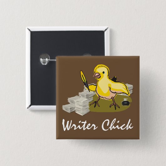 Schriftsteller mit Papier, Feder und Tinte Button (Vorne & Hinten)