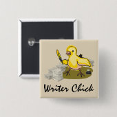 Schriftsteller mit Papier, Feder und Tinte Button (Vorne & Hinten)