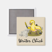 Schriftsteller mit Papier, Feder und Tinte Magnet (Vorderseite/Rückseite)