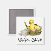 Schriftsteller mit Papier, Feder und Tinte Magnet (Vorderseite/Rückseite)