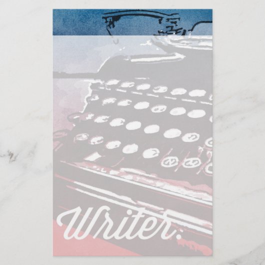Schriftsteller mit Schreibmaschine Blue Red Pop Ar Briefpapier (Vorderseite)