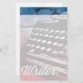 Schriftsteller mit Schreibmaschine Blue Red Pop Ar Briefpapier (Vorne/Hinten)
