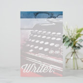 Schriftsteller mit Schreibmaschine Blue Red Pop Ar Briefpapier (Stehend Vorderseite)