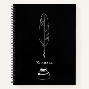 Schriftsteller Quill Feder Minimalistisch Schwarz Notizblock