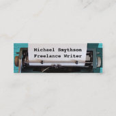 Schriftsteller Retro Schreibmaschine auf Blue Wood Mini Visitenkarte (Vorderseite)