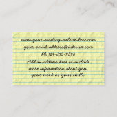 Schriftsteller Retro Schreibmaschine auf Papier Visitenkarte (Rückseite)