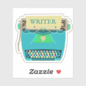 Schriftsteller Schriftsteller Aquamarin Mitte des  Aufkleber (Blatt)