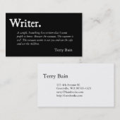 Schriftsteller Schwarz-weiß Visitenkarte (Vorne/Hinten)