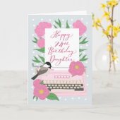 Schriftsteller-Themed 74. Tochter Birthday Karte (Gelbe Blume)
