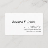 Schriftsteller Visitenkarte (Rückseite)