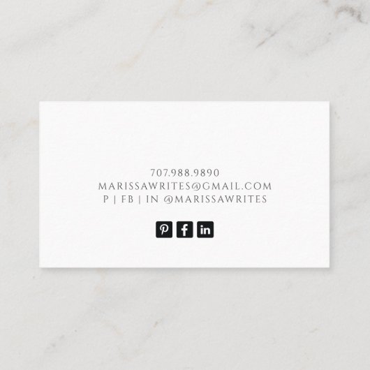 Schriftsteller-Wasserfarbenlesecke Visitenkarte (Rückseite)