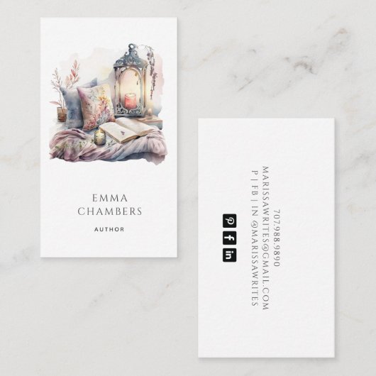 Schriftsteller-Wasserfarbenlesecke Visitenkarte (Vorne/Hinten)