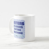 Schriftsteller zeichnen etwas Autor Slogan Kaffeetasse (Vorderseite Links)