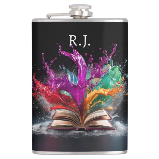 Schriftstellerfreude farbenfroh flachmann (Vorderseite)