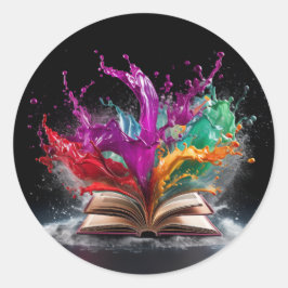 Schriftstellerfreude farbenfroh runder aufkleber