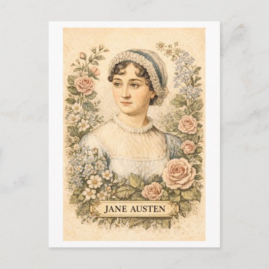 Schriftstellerin Jane Austen im Vintage-Stil Postkarte (Vorderseite)
