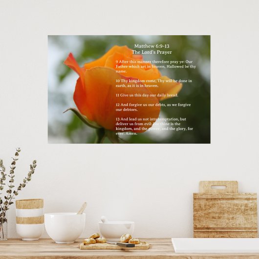 Schriftvorlage, Vaterunser, Gelbe Rose Poster (Küche)