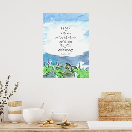 Schriftzeichen 3:13 Bibelglücke ist der Mann Poster (Küche)