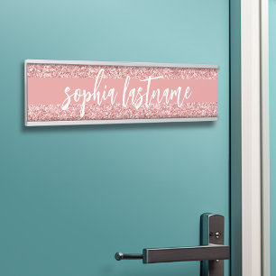 Schriftzeichen für Coral Pink Glitzer Türschild
