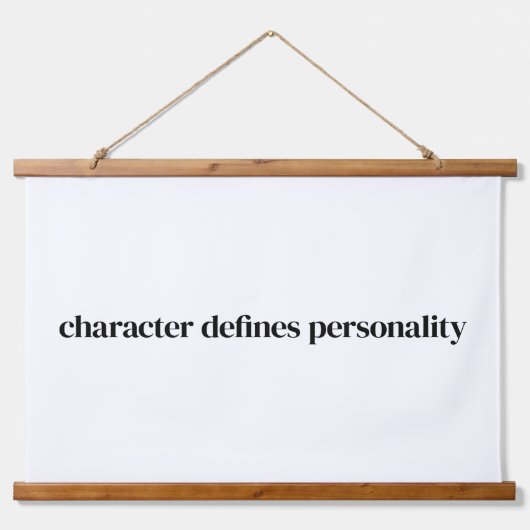 Schriftzeichen-Holzklappenband Wandteppich Mit Holzrahmen (Vorne)