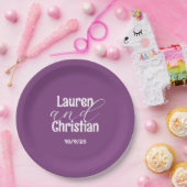 Schriftzeichen mit dunklen Lila Gastgeschenk Hochz Pappteller (Party)