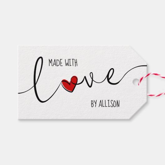 Schriftzeichen mit Rotem Herz, hergestellt mit Lie Geschenkanhänger (Vorderseite (Horizontal))