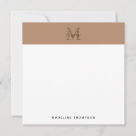 Schriftzug Metallic Taupe Gold Monogramm Quadrat Mitteilungskarte