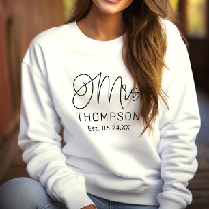 Schriftzug Mrs Monogram Ehefrau Nachname Sweatshirt