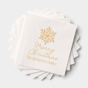 Schriftzug Schneeflocke Weihnachtsgrüße Familienna Servietten Mit Folie