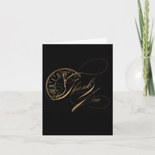 Schriftzug Silvester Faux Gold Dankeschönkarte Dankeskarte (Vorderseite)
